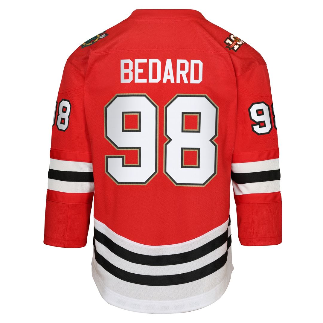 Connor Bedard Chicago Blackhawks Anniversary Centennial Player Replica Jersey Youth Anniversary Centennial Player Replica Jersey - Red