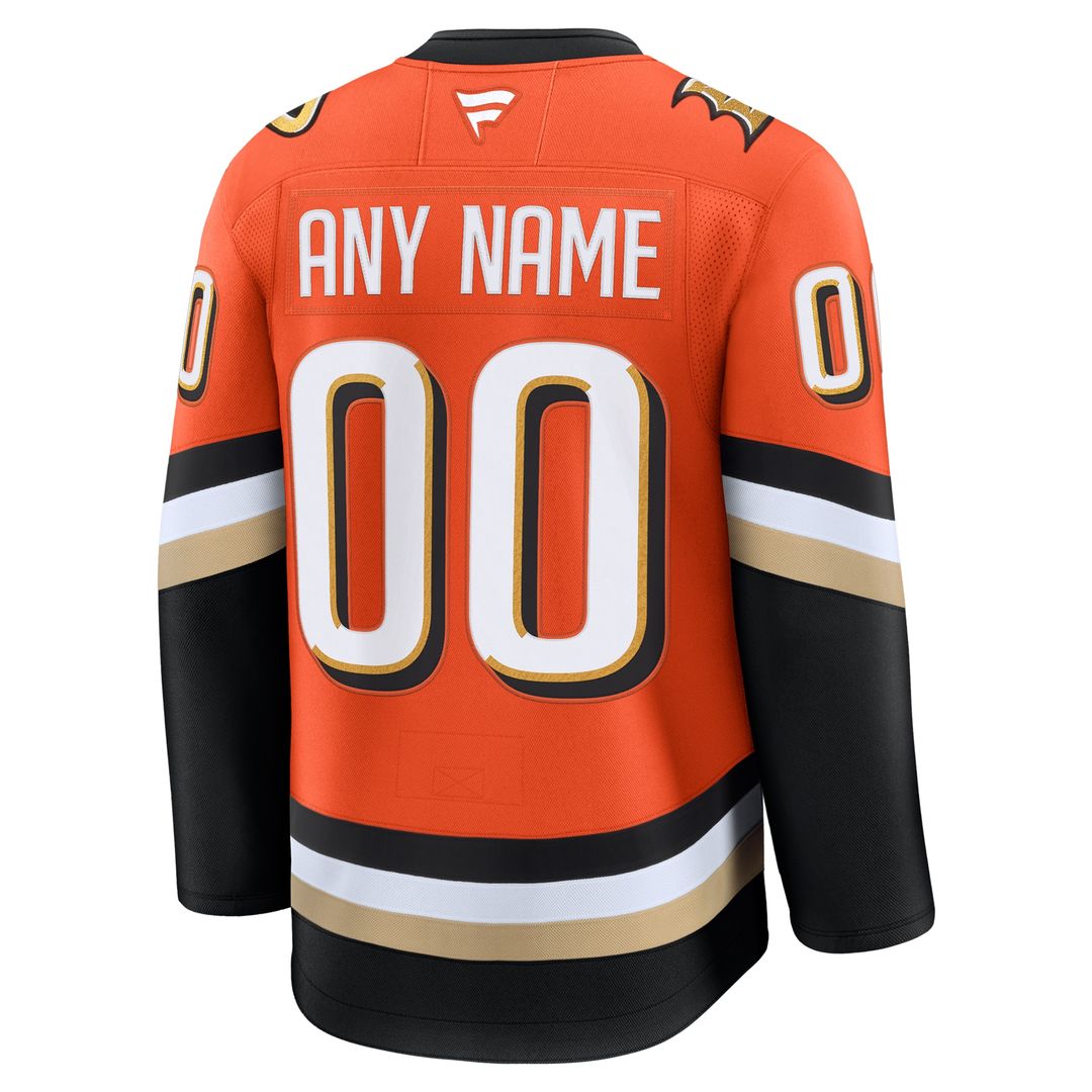 Anaheim Ducks Fanatics Home Premium Custom Jersey - Orange