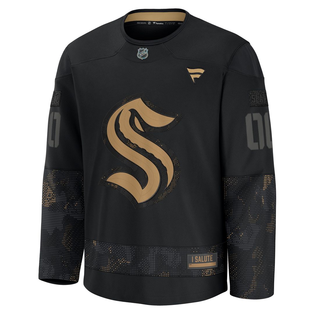 Seattle Kraken Fanatics 2024 Military Appreciation Custom Practice Jersey - Black