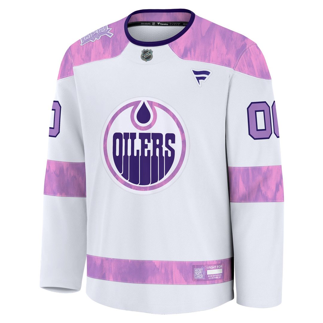 Edmonton Oilers Fanatics 2024 Hockey Fights Cancer Custom Practice Jersey - White