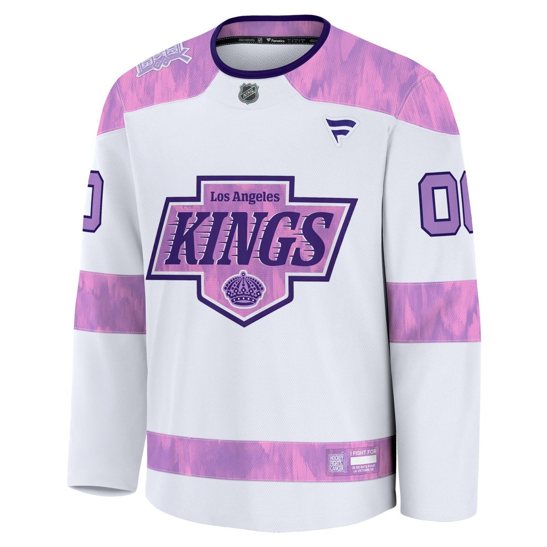 Los Angeles Kings Fanatics 2024 Hockey Fights Cancer Custom Practice Jersey - White