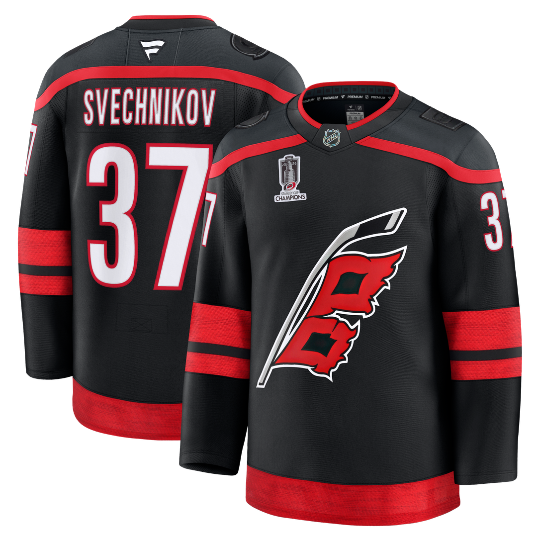 Andrei Svechnikov Carolina Hurricanes Fanatics 2026 Stanley Cup Champions Home Premium Patch Jersey - Black