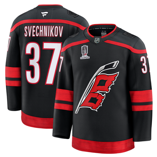 Andrei Svechnikov Carolina Hurricanes Fanatics 2026 Stanley Cup Champions Home Premium Patch Jersey - Black