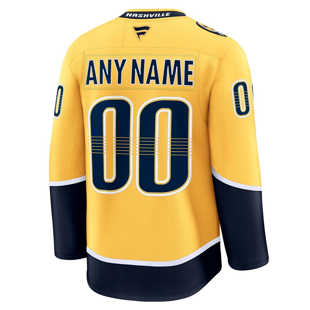 Nashville Predators Fanatics Home Premium Custom Jersey - Gold