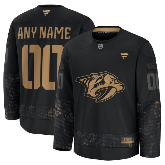 Nashville Predators Fanatics 2024 Military Appreciation Custom Practice Jersey - Black