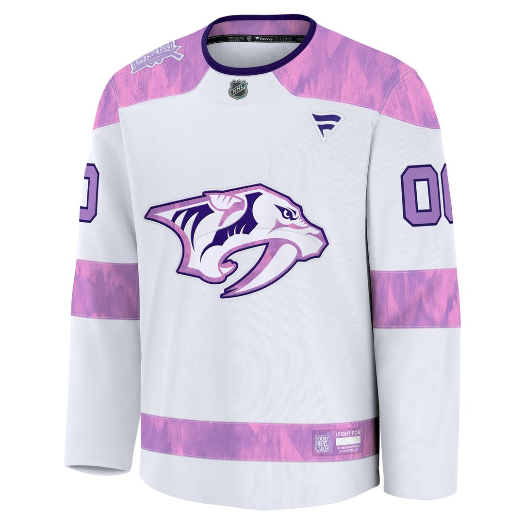 Nashville Predators Fanatics 2024 Hockey Fights Cancer Custom Practice Jersey - White