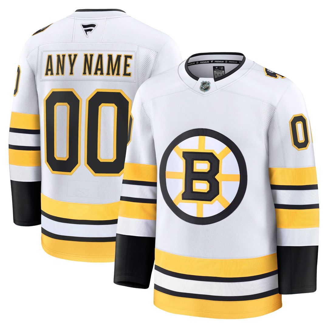 Boston Bruins Fanatics Away Premium Custom Jersey - White