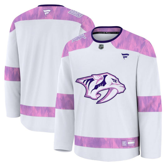 Nashville Predators Fanatics 2024 Hockey Fights Cancer Practice Jersey - White