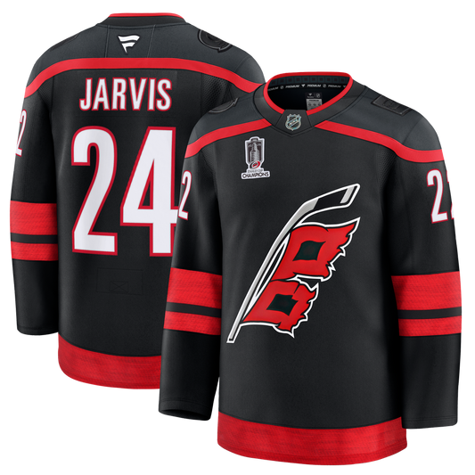 Seth Jarvis Carolina Hurricanes Fanatics 2026 Stanley Cup Champions Home Premium Patch Jersey - Black