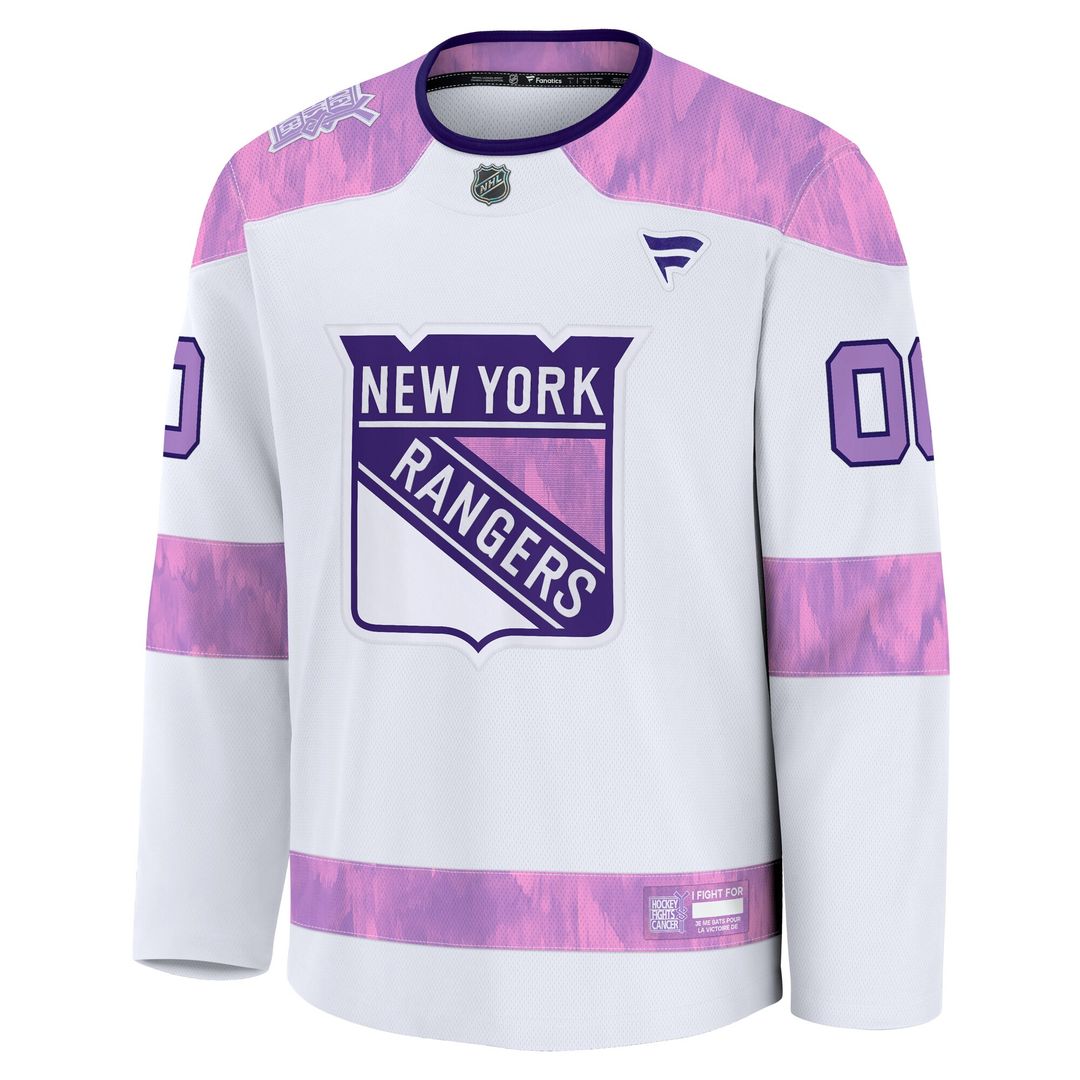 New York Rangers Fanatics 2024 Hockey Fights Cancer Custom Practice Jersey - White