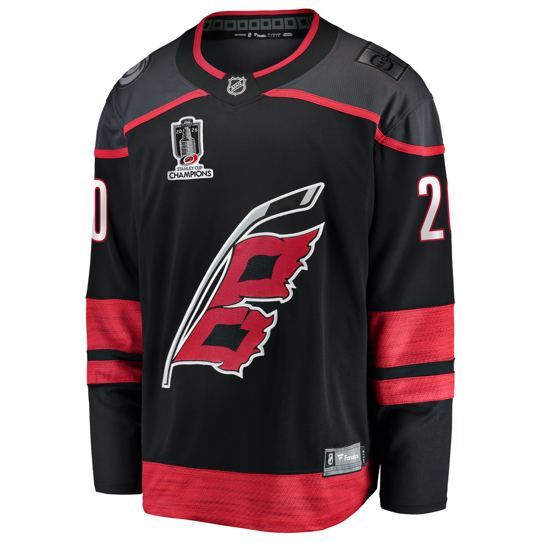 Sebastian Aho Carolina Hurricanes Fanatics 2026 Stanley Cup Champions Home Breakaway Jersey - Black