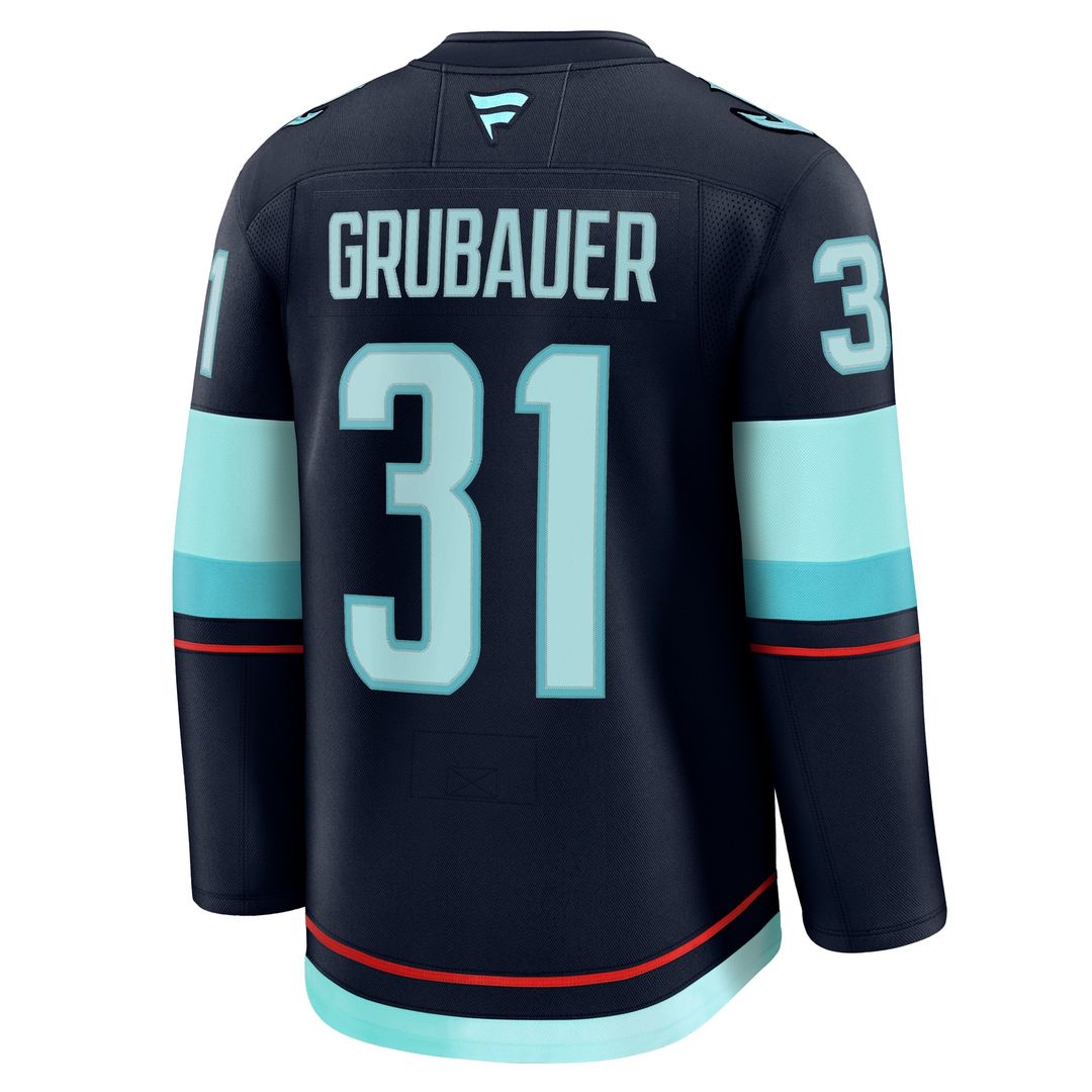 Philipp Grubauer Seattle Kraken Fanatics Home Premium Jersey - Deep Sea Blue