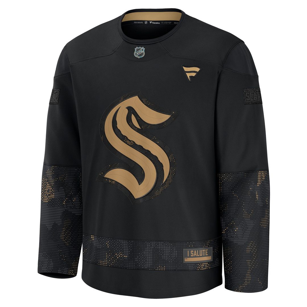 Seattle Kraken Fanatics 2024 Military Appreciation Practice Jersey - Black