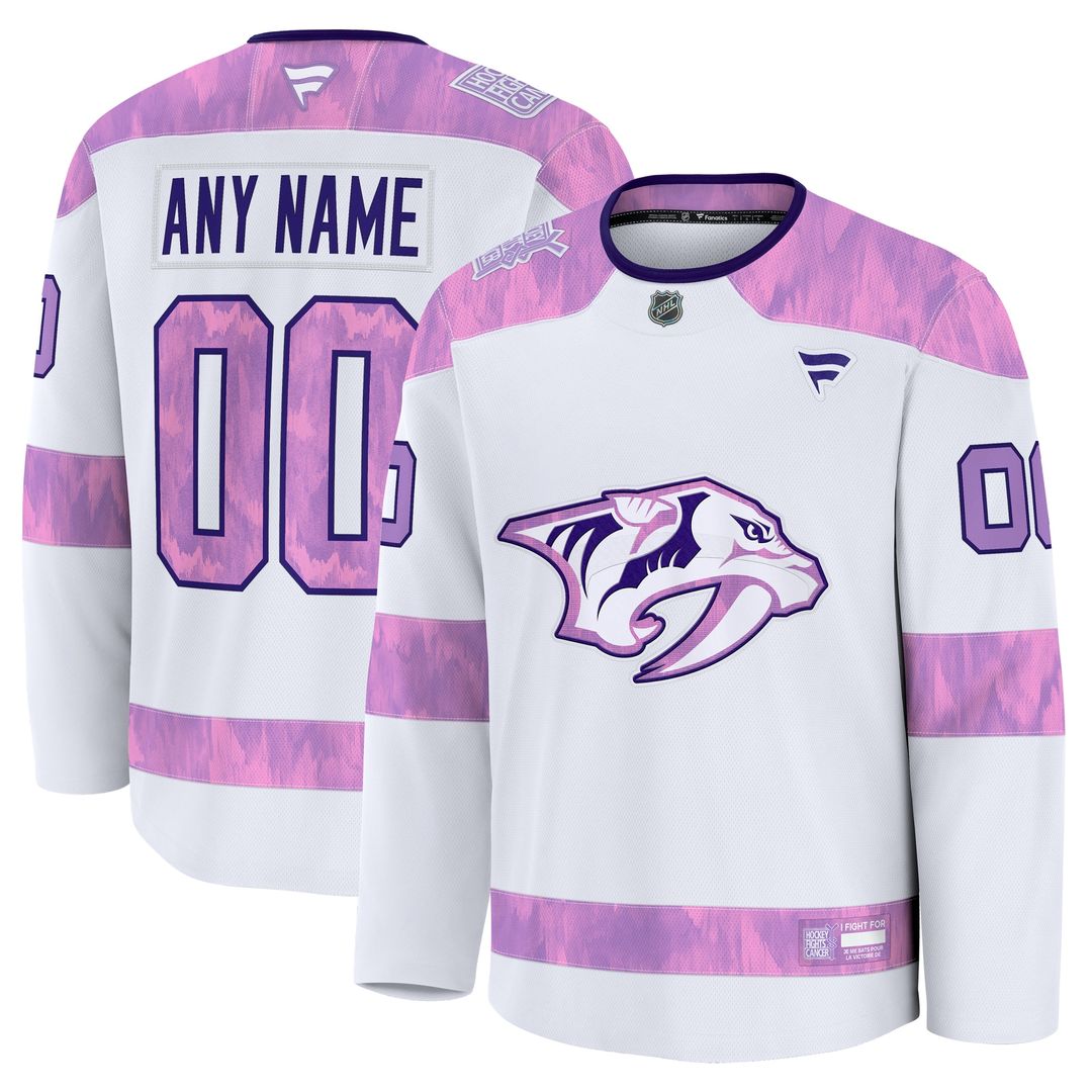 Nashville Predators Fanatics 2024 Hockey Fights Cancer Custom Practice Jersey - White