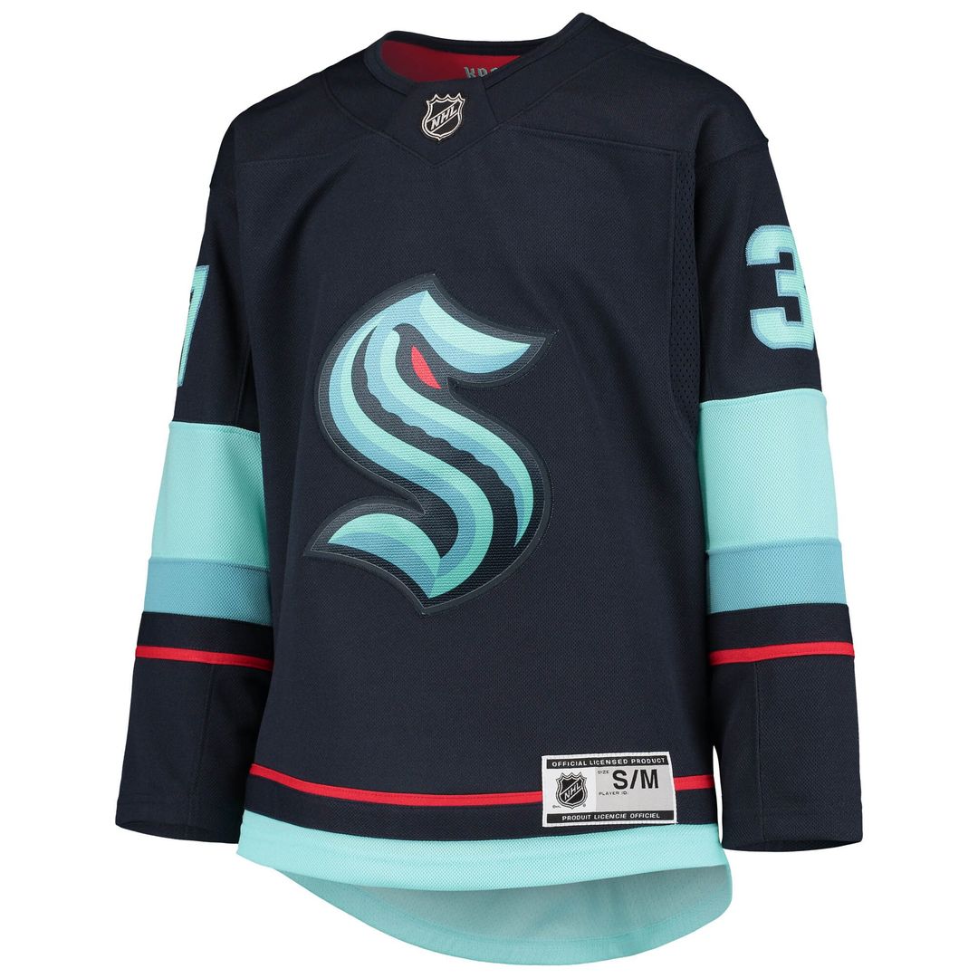 Yanni Gourde Seattle Kraken Youth Home Premier Player Jersey - Deep Sea Blue