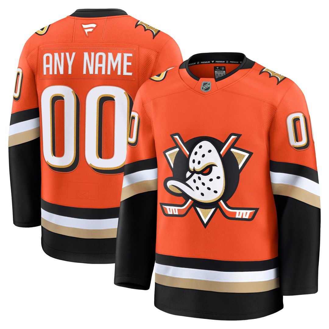 Anaheim Ducks Fanatics Home Premium Custom Jersey - Orange
