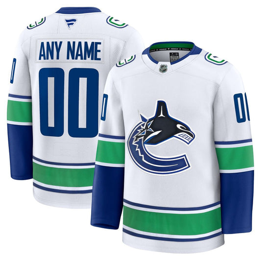 Vancouver Canucks Fanatics Away Premium Custom Jersey - White