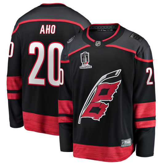Sebastian Aho Carolina Hurricanes Fanatics 2026 Stanley Cup Champions Home Breakaway Jersey - Black