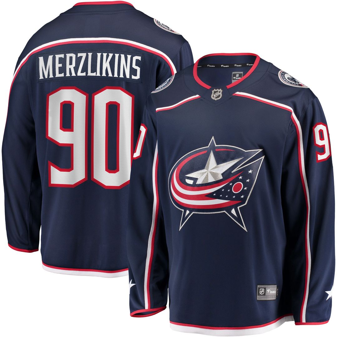 Elvis Merzlikins Columbus Blue Jackets Fanatics Home Breakaway Player Jersey - Navy