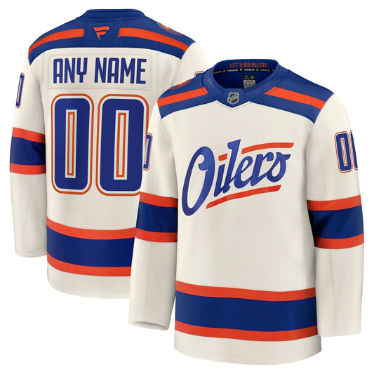 Edmonton Oilers Fanatics Alternate Premium Custom Jersey - Light Beige