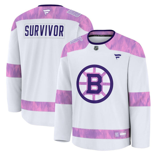 Boston Bruins Fanatics Hockey Fights Cancer Survivor Practice Jersey - White