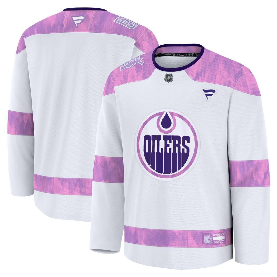 Edmonton Oilers Fanatics 2024 Hockey Fights Cancer Practice Jersey - White