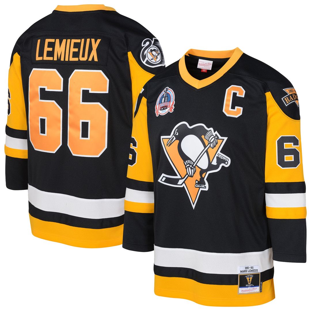 Mario Lemieux Pittsburgh Penguins Mitchell & Ness Preschool 1991/92 Blue Line 2.0 Player Jersey - Black