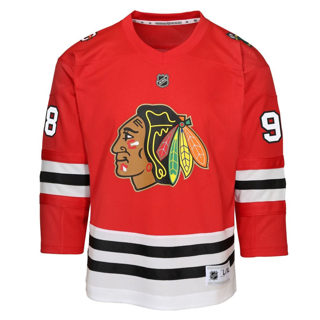 Connor Bedard Chicago Blackhawks Anniversary Centennial Player Replica Jersey Youth Anniversary Centennial Player Replica Jersey - Red