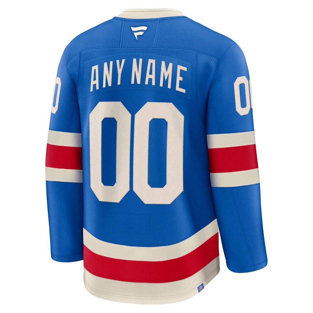 New York Rangers Fanatics Home Premium Custom Jersey - Royal
