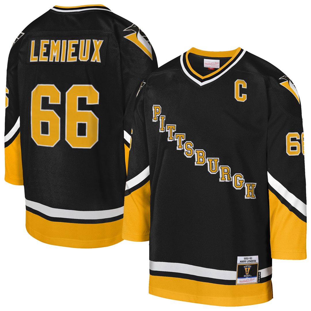 Mario Lemieux Pittsburgh Penguins Mitchell & Ness Youth 1992/93 Captain Patch Power Play Player Jersey - Black