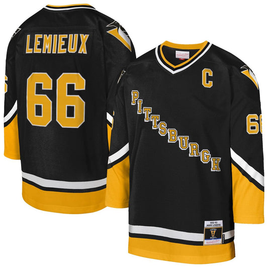 Mario Lemieux Pittsburgh Penguins Mitchell & Ness Youth 1992/93 Captain Patch Power Play Player Jersey - Black