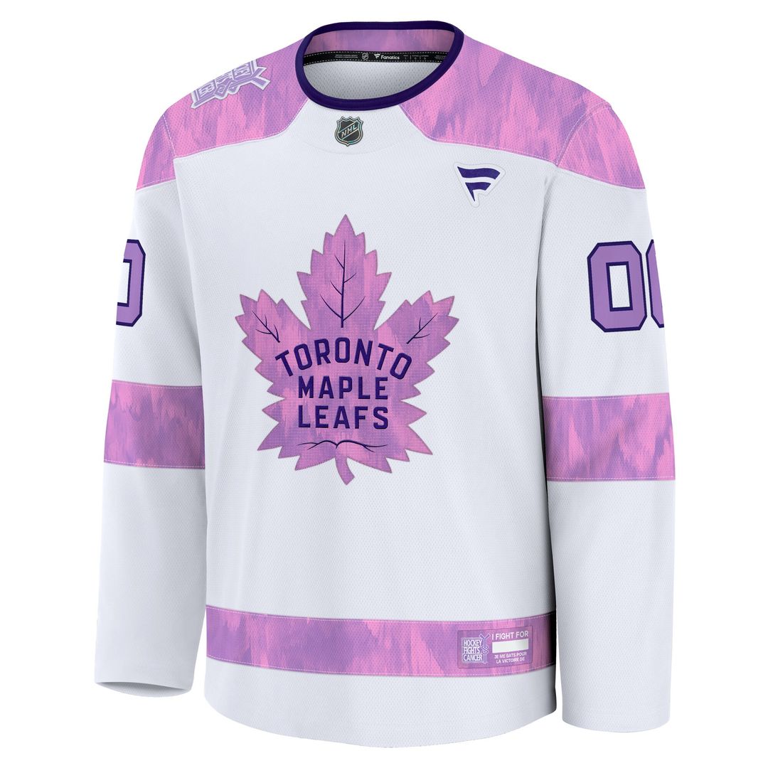 Toronto Maple Leafs Fanatics 2024 Hockey Fights Cancer Custom Practice Jersey - White