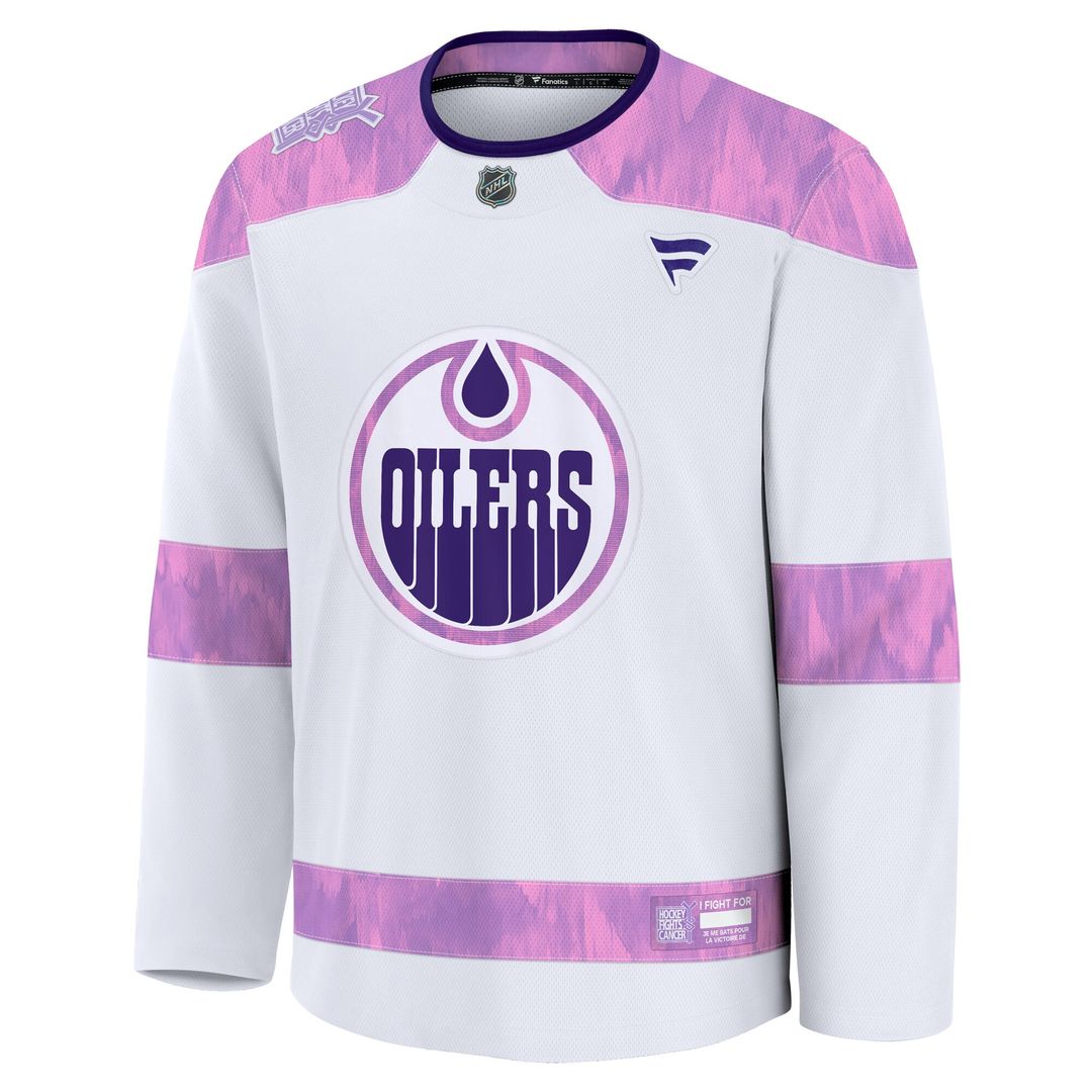 Edmonton Oilers Fanatics 2024 Hockey Fights Cancer Practice Jersey - White