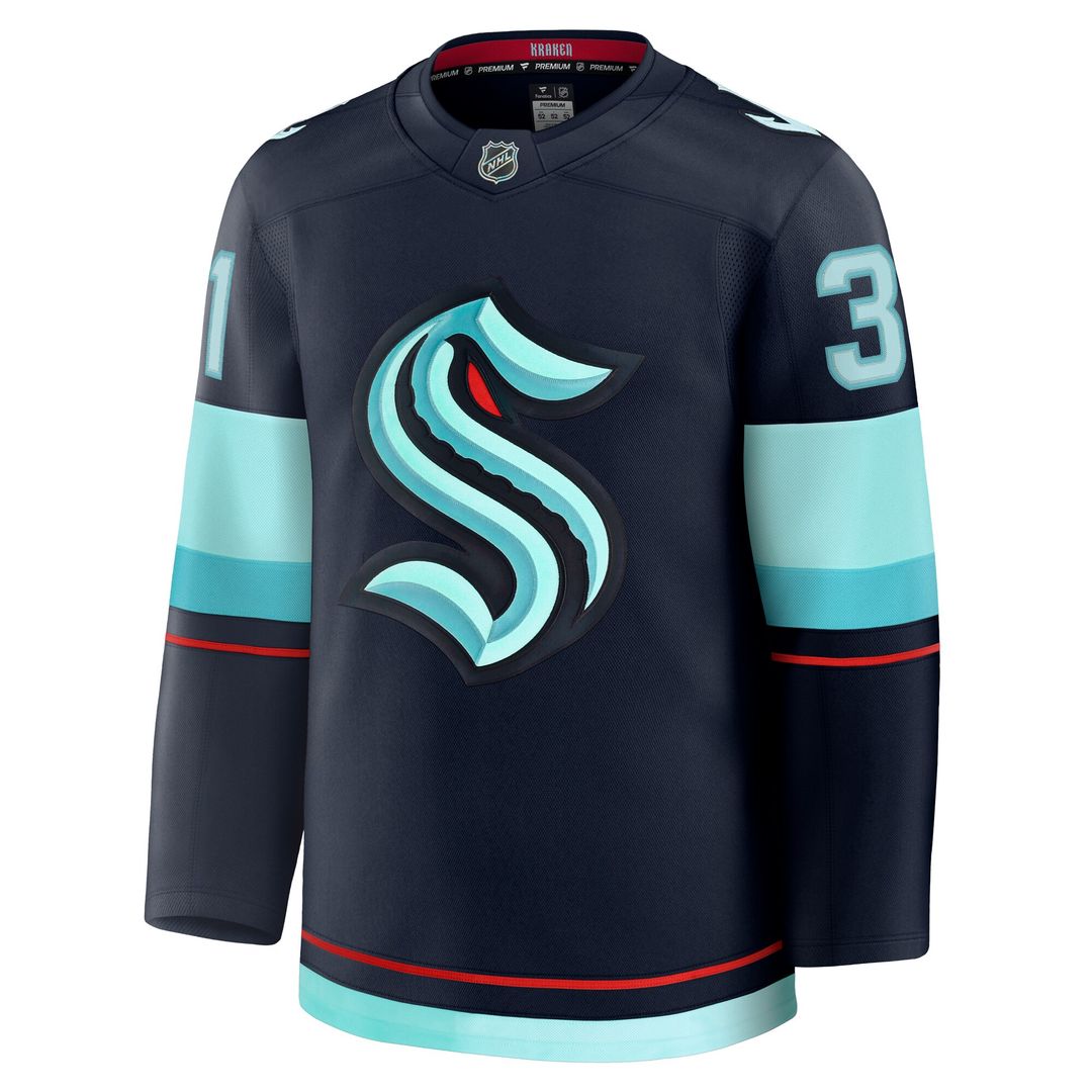 Philipp Grubauer Seattle Kraken Fanatics Home Premium Jersey - Deep Sea Blue