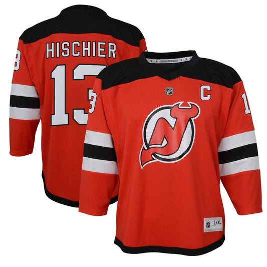Nico Hischier New Jersey Devils Youth Captain Patch Home Player Replica Jersey - Red