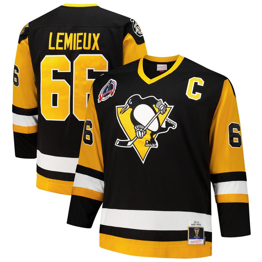Mario Lemieux Pittsburgh Penguins Mitchell & Ness Big & Tall 1991/92 Blue Line 2.0 Jersey - Black