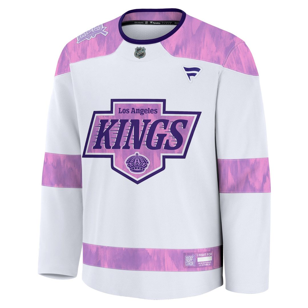 Los Angeles Kings Fanatics 2024 Hockey Fights Cancer Practice Jersey - White