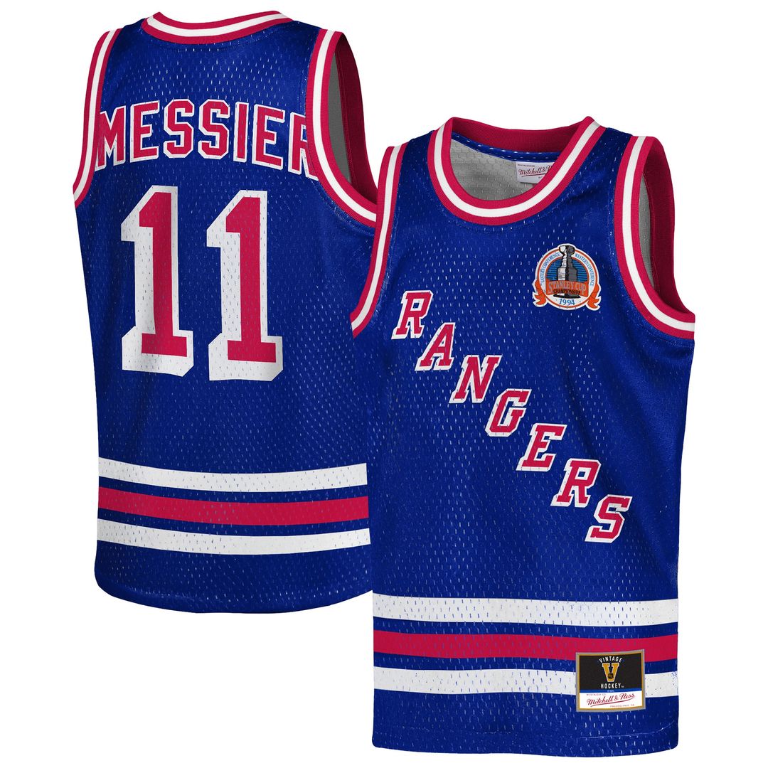 Mark Messier New York Rangers Mitchell & Ness Youth Maxxed Out Fashion Basketball Jersey - Blue