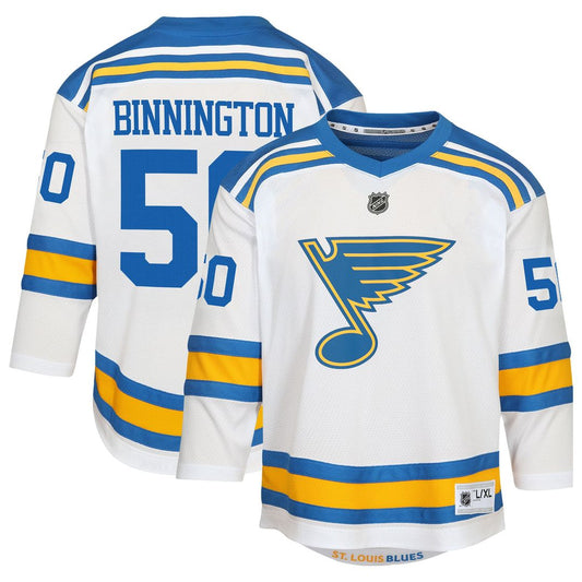 Jordan Binnington St. Louis Blues Youth Away Player Replica Jersey - White