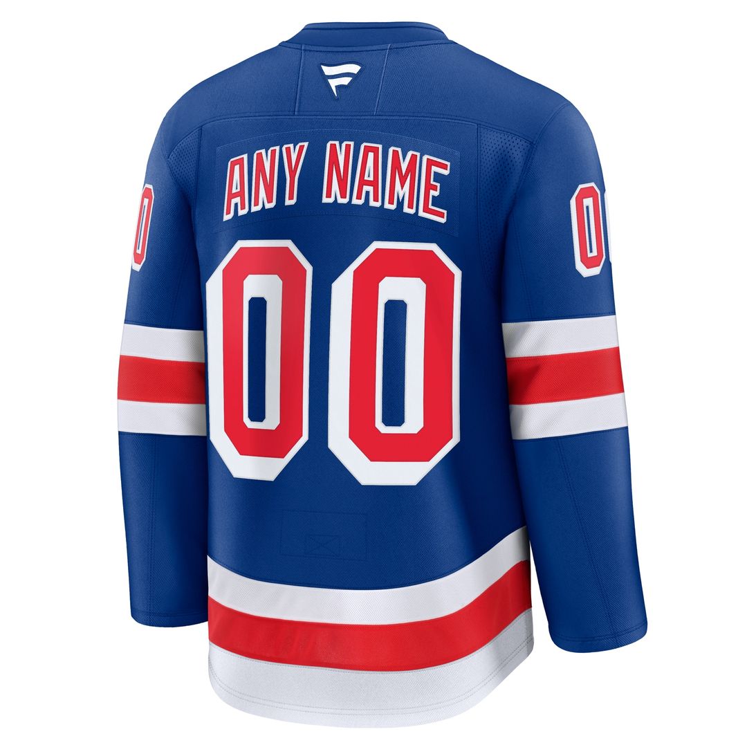 New York Rangers Fanatics Home Premium Custom Jersey - Royal