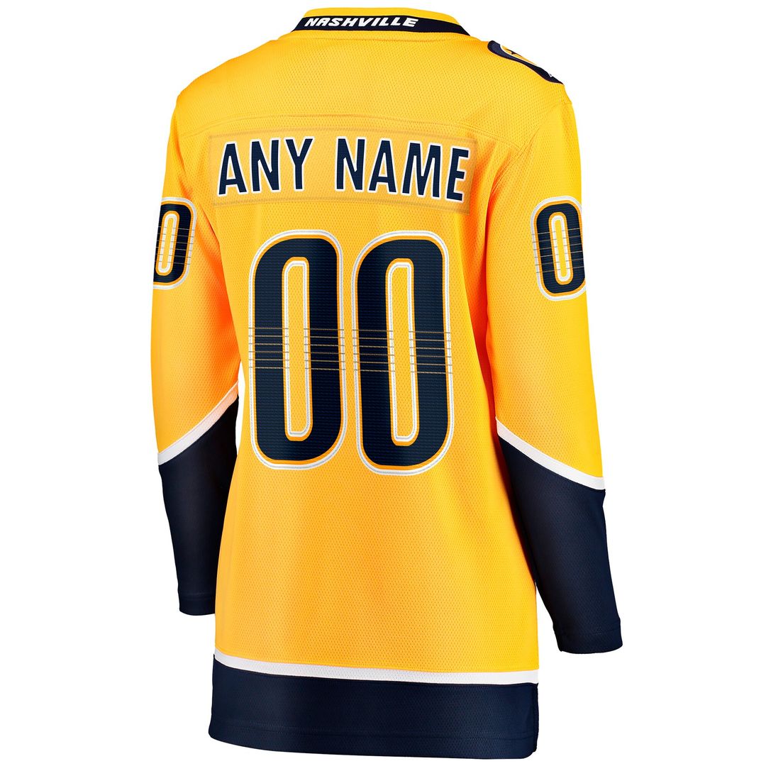 Nashville Predators Fanatics Women's Home Breakaway Custom Jersey - Yellow