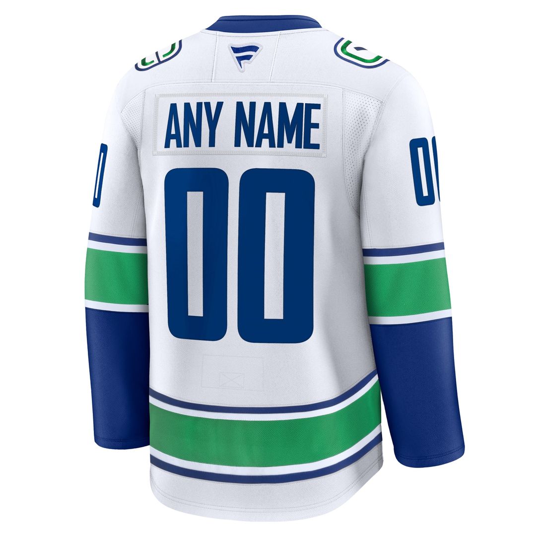 Vancouver Canucks Fanatics Away Premium Custom Jersey - White