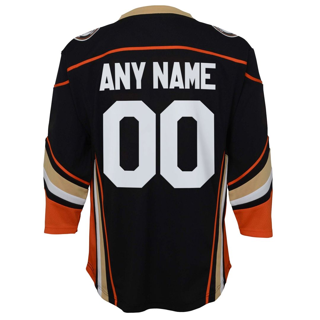 Anaheim Ducks Youth Home Replica Custom Jersey - Black