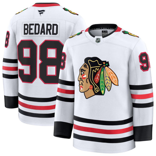 Connor Bedard Chicago Blackhawks Fanatics Away Premium Jersey - White