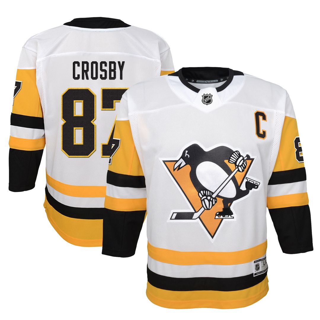Sidney Crosby Pittsburgh Penguins Outerstuff Youth Away Captain's Patch Jersey - White