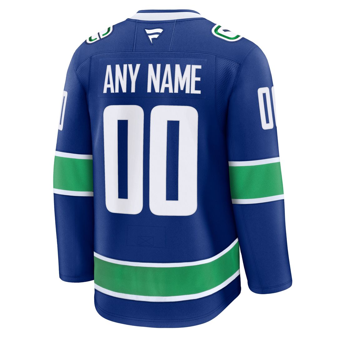 Vancouver Canucks Fanatics Home Premium Custom Jersey - Blue