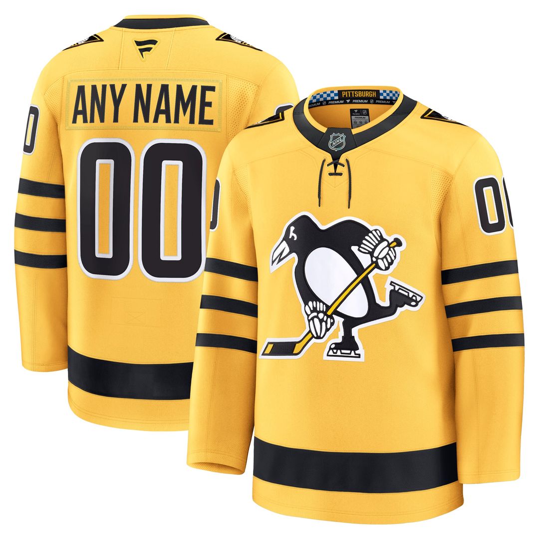 Pittsburgh Penguins Fanatics Alternate Premium Custom Jersey - Gold