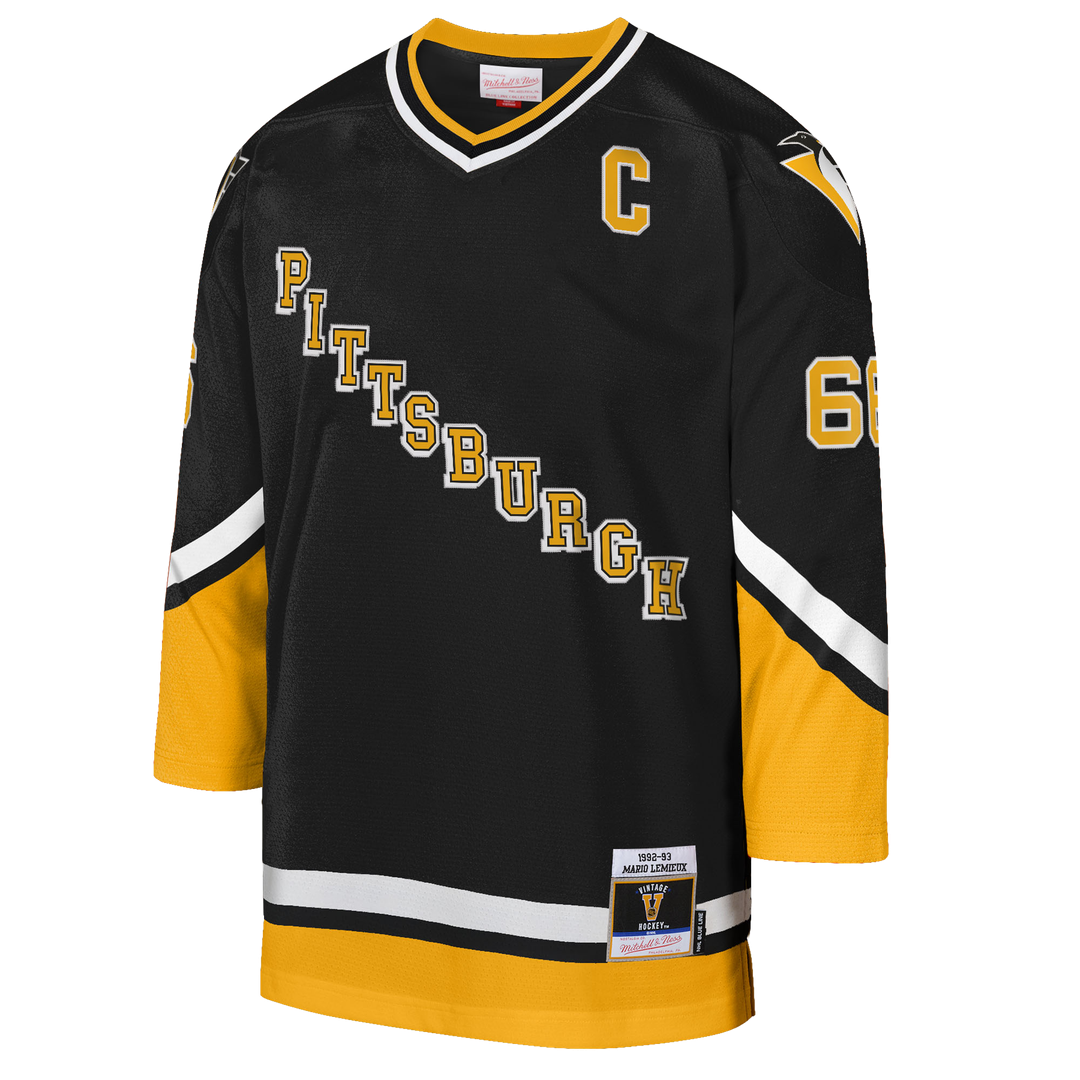Mario Lemieux Pittsburgh Penguins Mitchell & Ness Youth 1992/93 Captain Patch Power Play Player Jersey - Black