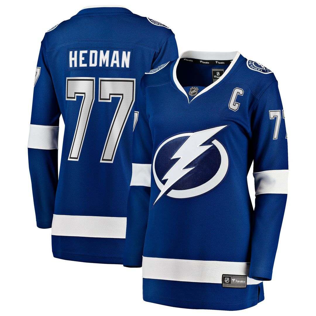 Victor Hedman Tampa Bay Lightning Fanatics Women's Home Captain Patch Breakaway Jersey - Blue