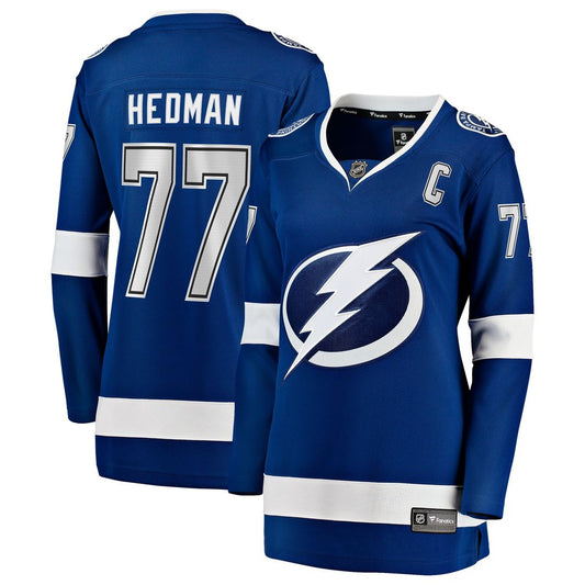 Victor Hedman Tampa Bay Lightning Fanatics Women's Home Captain Patch Breakaway Jersey - Blue